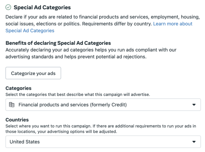 Special Ad Categories